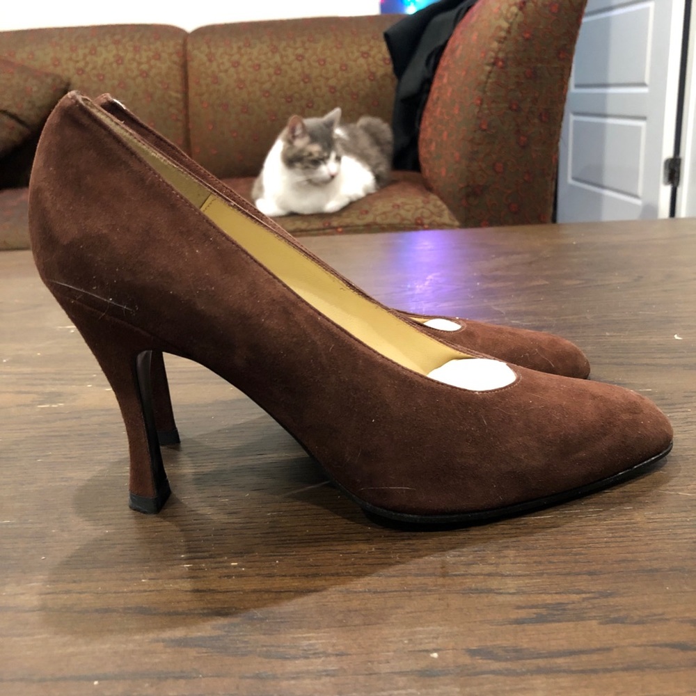 Charles Jourdan brown suede pumps